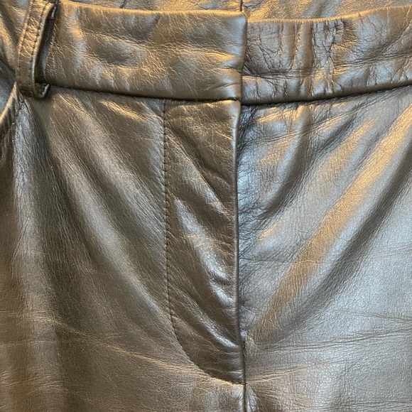 Black leather flat front pant ! - Picture 3 of 5